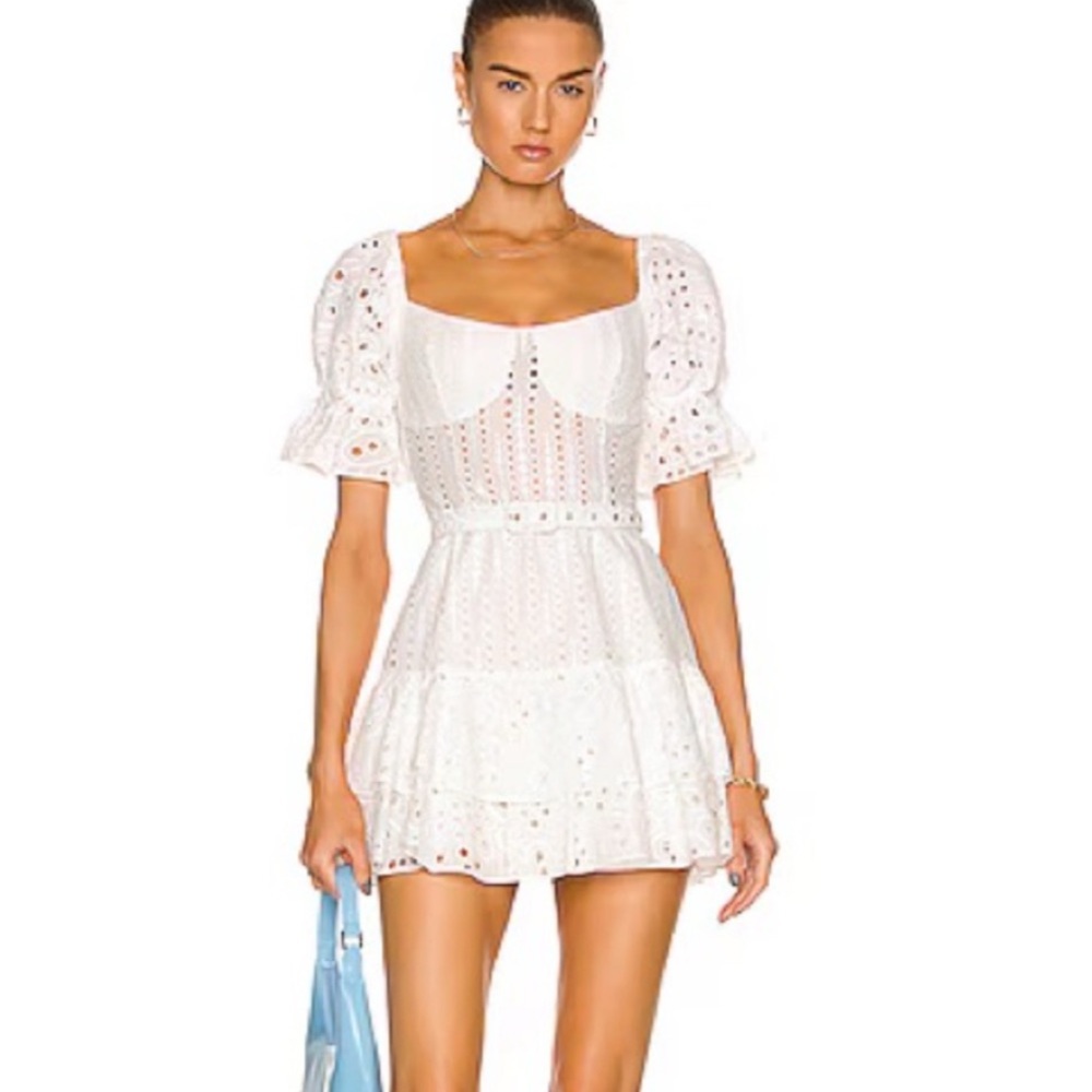 Charo Ruiz White Lace Mini Dress